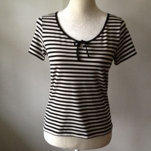 Ann Taylor Petites Black/White Stripe Top